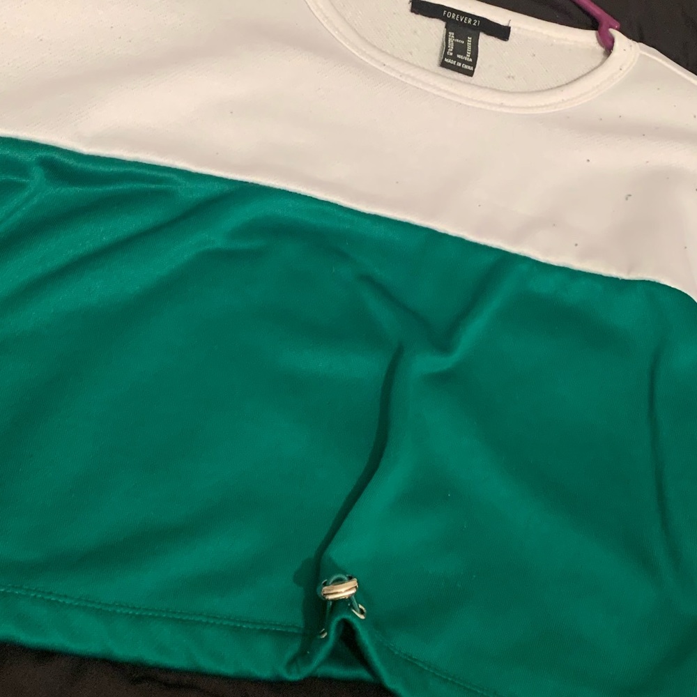 Green and white crop top